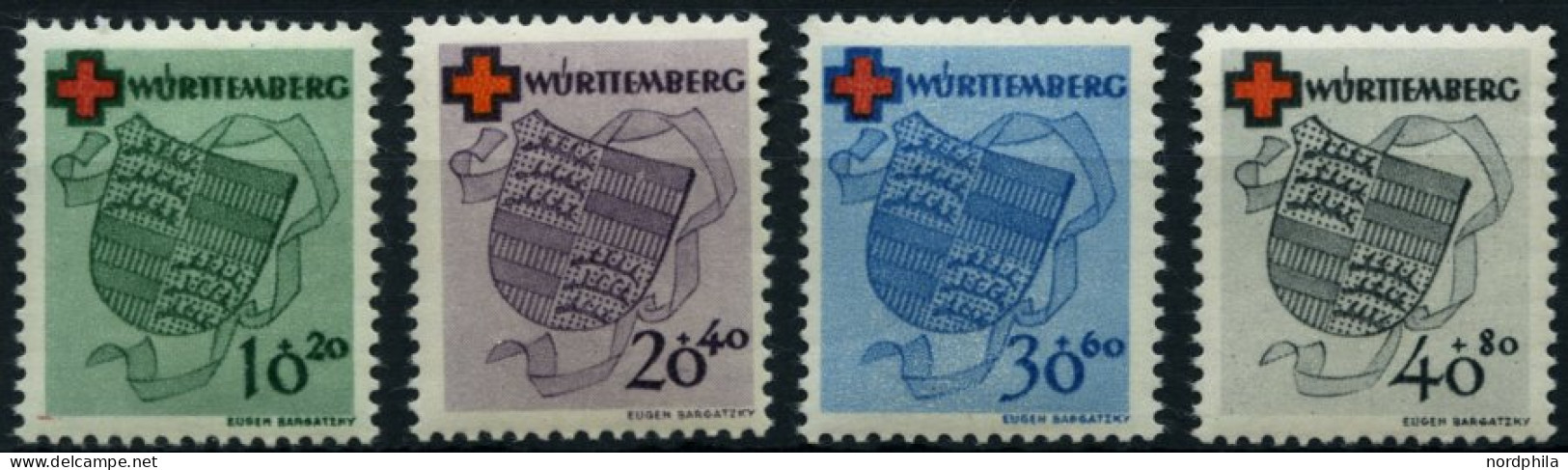 WÜRTTEMBERG 40-43 , 1949, Rotes Kreuz, Prachtsatz, Mi. 160.- - Autres & Non Classés