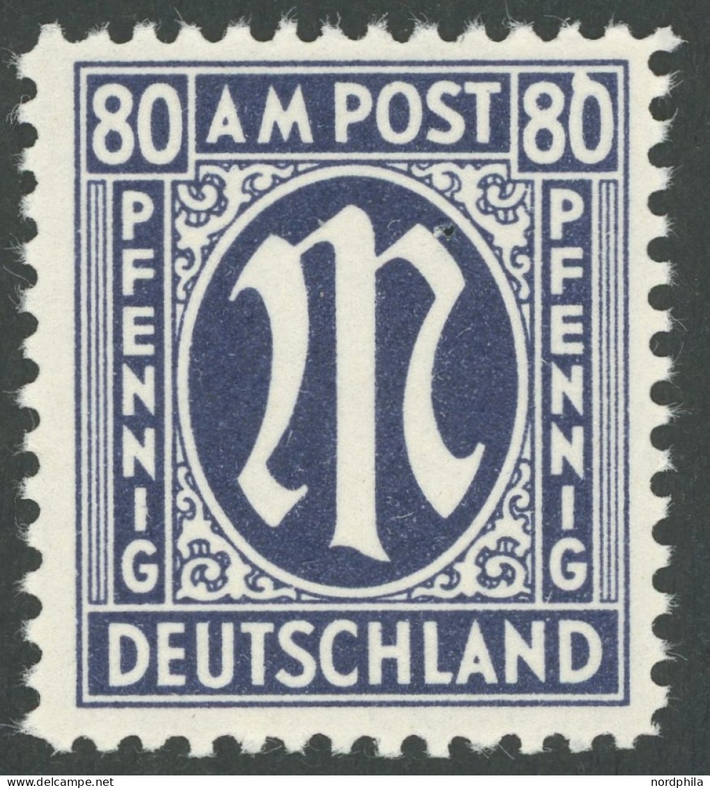 AMERIK. U. BRITISCHE ZONE 34aI , 1945, 80 Pf. Schwarzviolettultramarin Mit Plattenfehler Rechte 0 Der Wertangabe 80 Mit  - Otros & Sin Clasificación