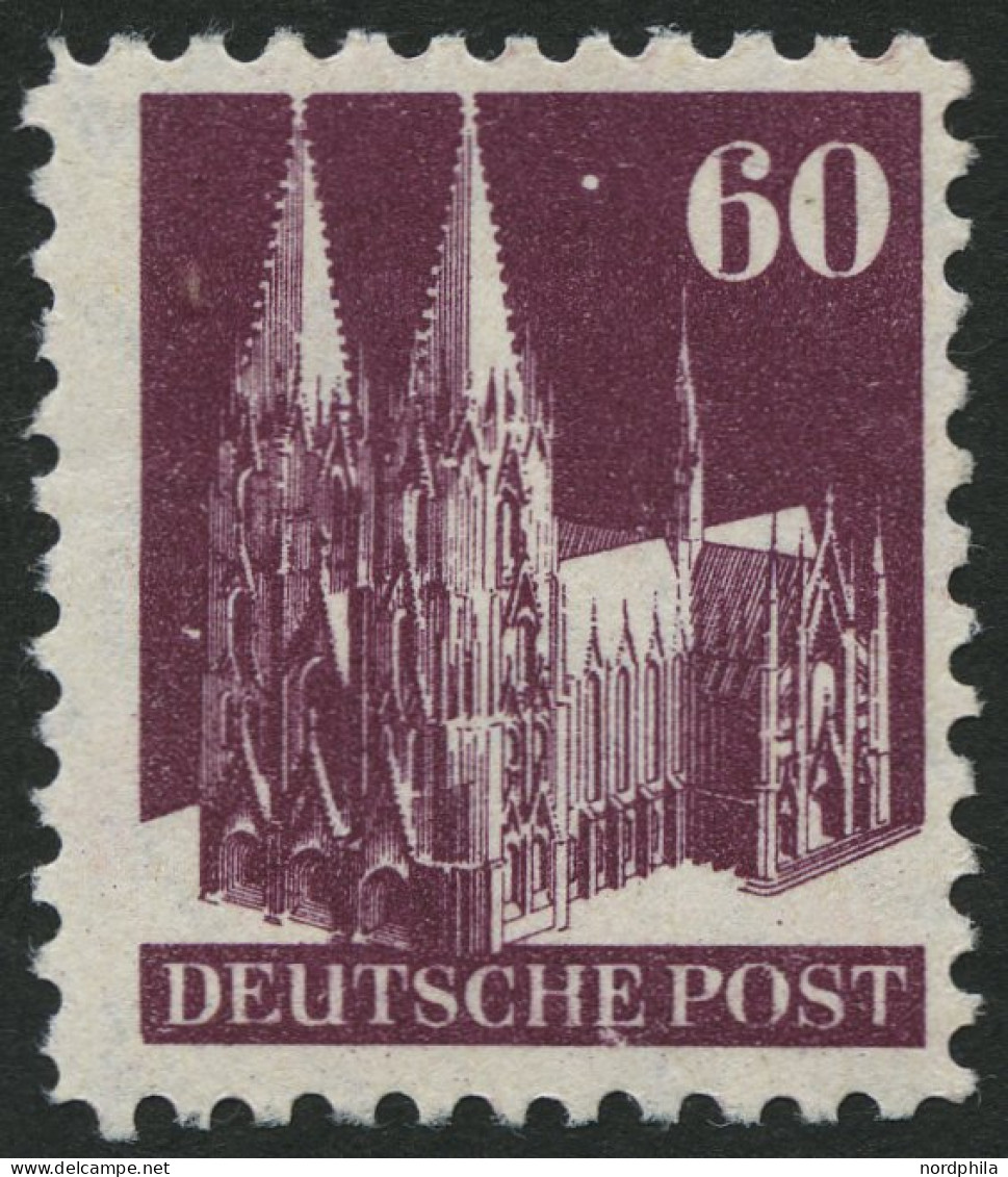 AMERIK. U. BRITISCHE ZONE 93IXB , 1948, 60 Pf. Dunkelbraunlila, Type I, Wz. 1X, Gezähnt L 11, Normale Zähung, Pracht, Mi - Otros & Sin Clasificación