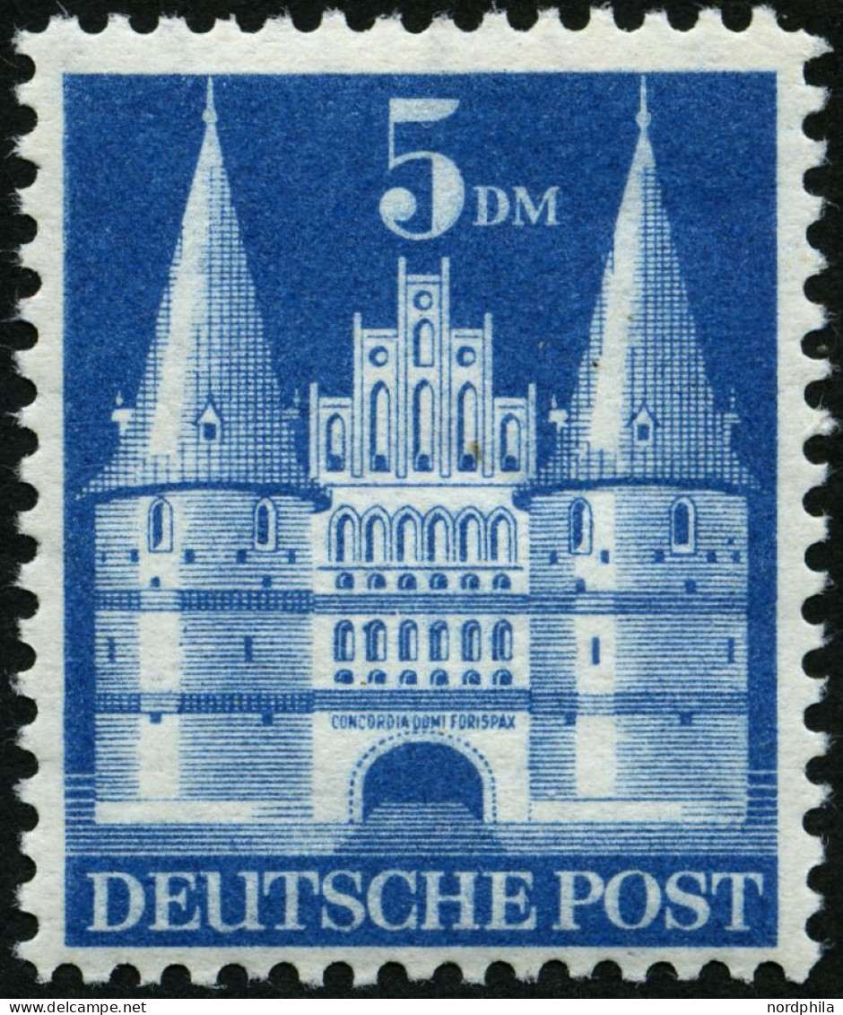 AMERIK. U. BRITISCHE ZONE 100IYB , 1948, 5 DM Flache Treppe, Type I, Gezähnt L 11, Pracht, Mi. 80.- - Sonstige & Ohne Zuordnung