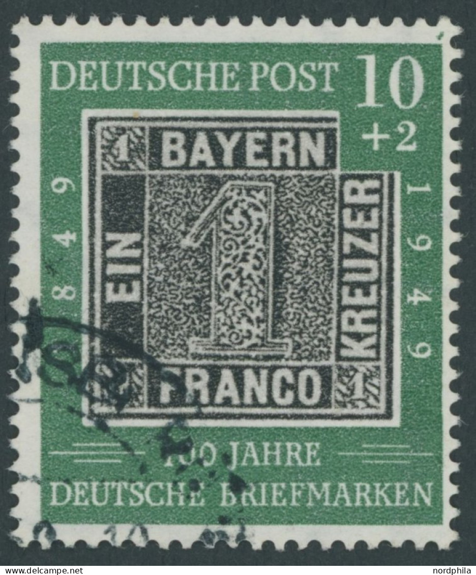 BUNDESREPUBLIK 113VI O, 1949, 10 Pf. 100 Jahre Briefmarken Mit Plattenfehler Grünes Häkchen In Der Rechten Oberen Ecke,  - Used Stamps