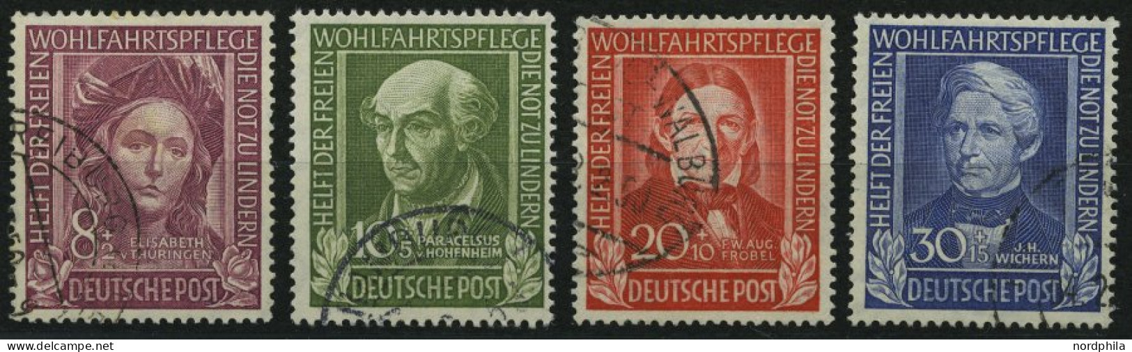 BUNDESREPUBLIK 117-20 O, 1949, Helfer Der Menschheit, üblich Gezähnter Prachtsatz, Mi. 170.- - Oblitérés