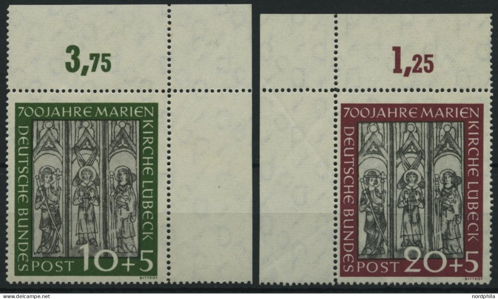 BUNDESREPUBLIK 139/40 , 1951, Marienkirche, Je Aus Der Oberen Bogenecke, Pracht - Ongebruikt