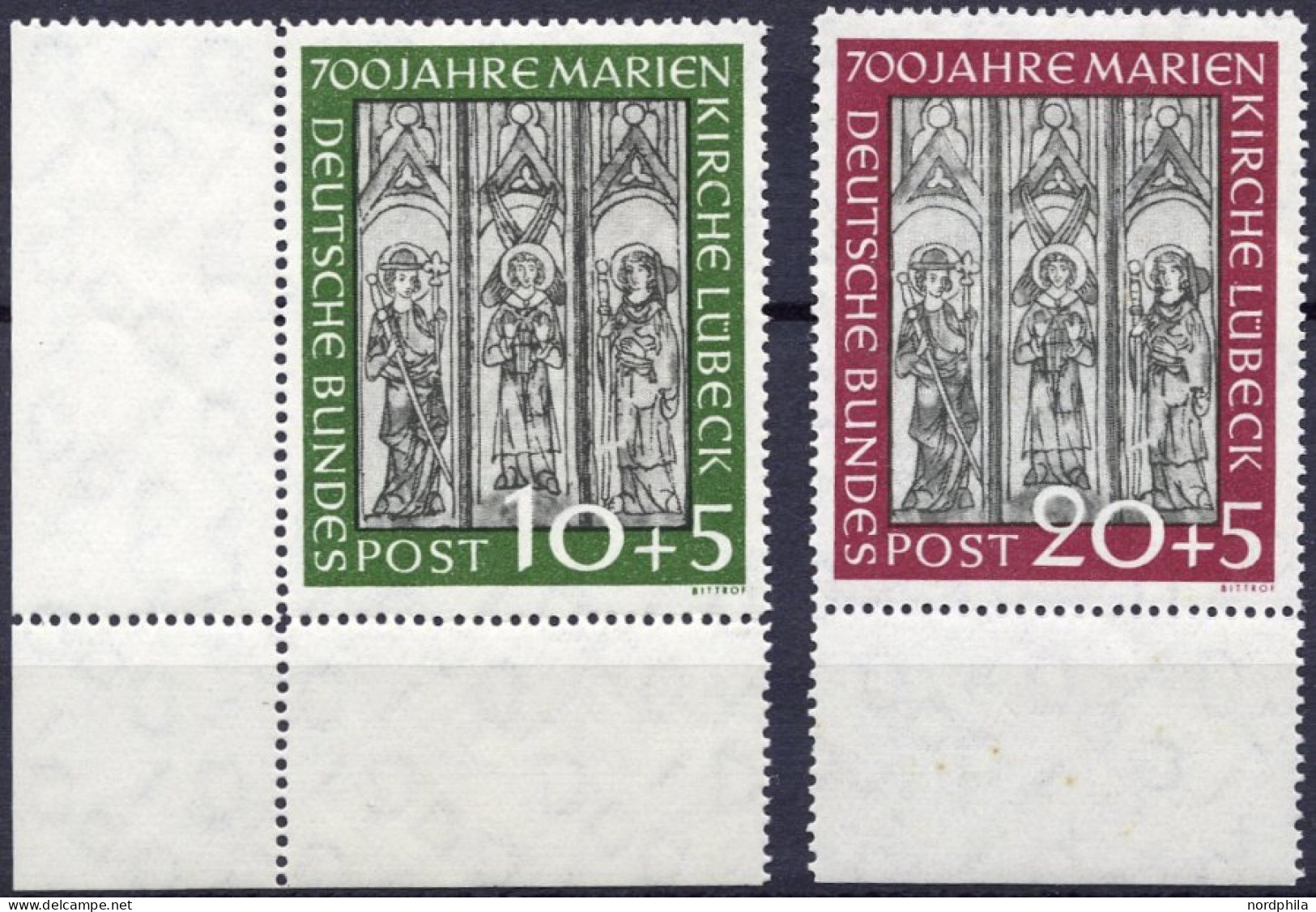 BUNDESREPUBLIK 139/40 , 1951, Marienkirche, Pracht, Mi. (220.-) - Unused Stamps