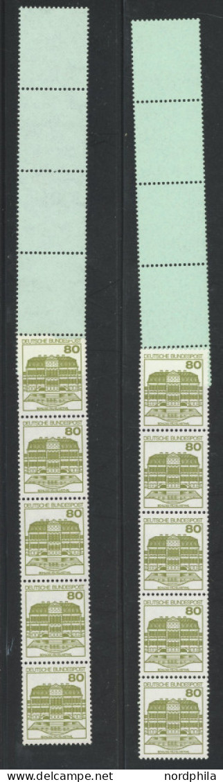 ROLLENMARKEN 1140-43AIR , 1982, Burgen Und Schlösser V, 20 Rollenmarken (RE5+4Lf), Fast Nur Prachterhaltung - Rollo De Sellos