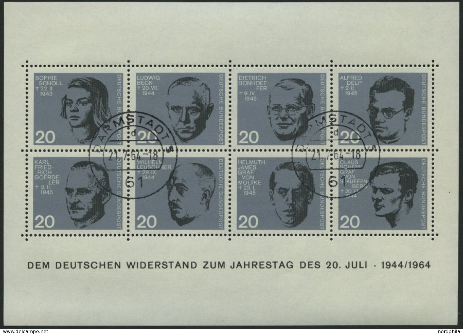 ENGROS Bl. 3 O, 1964, Block 20. Juli, 7x, Pracht, Mi. 105.- - Sonstige & Ohne Zuordnung