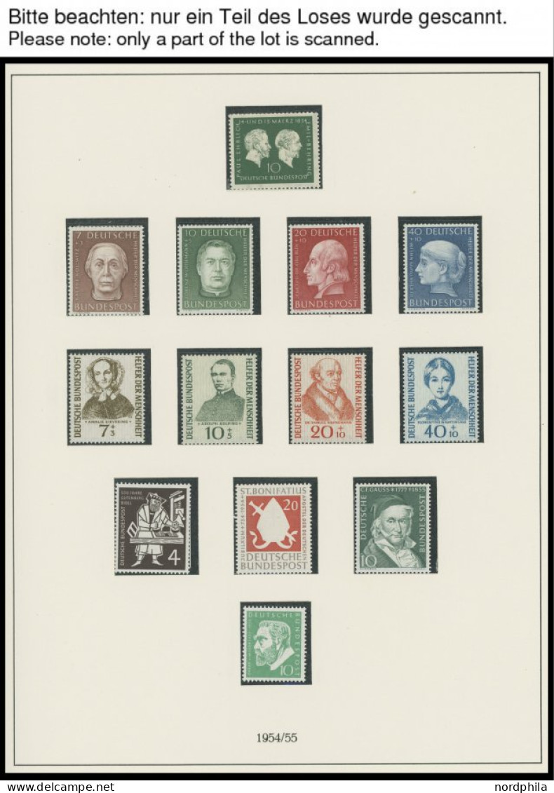 SAMMLUNGEN , Ab Mi.Nr. 197 Komplette Postfrische Sammlung Bundesrepublik Von 1954-62 Auf Lindner Falzlosseiten, Dabei He - Autres & Non Classés