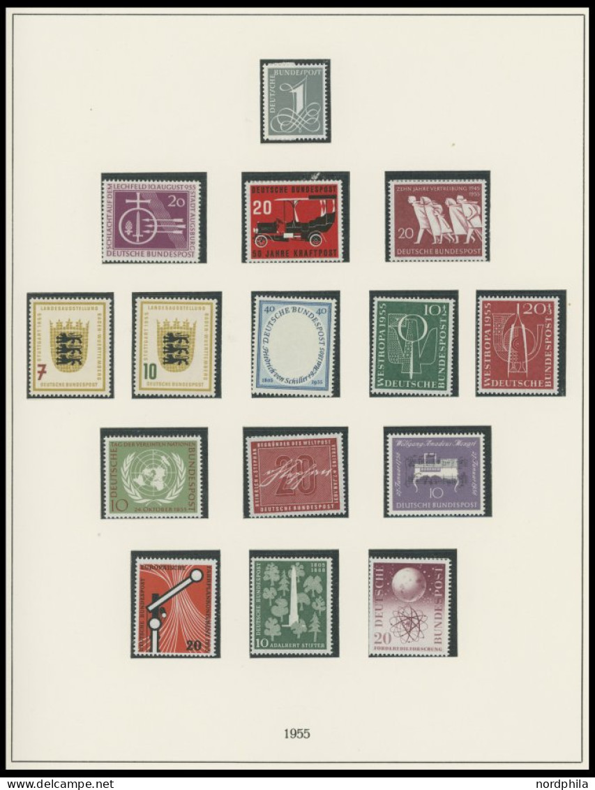 SAMMLUNGEN , Ab Mi.Nr. 197 Komplette Postfrische Sammlung Bundesrepublik Von 1954-62 Auf Lindner Falzlosseiten, Dabei He - Other & Unclassified