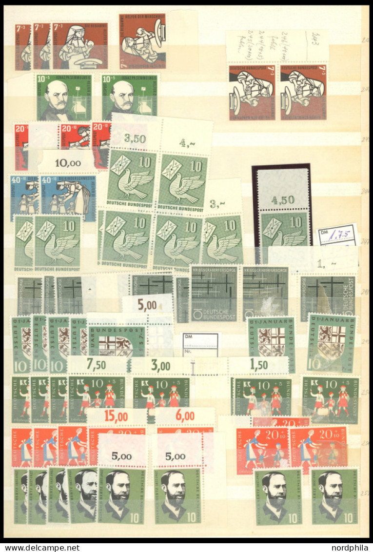 LOTS , , Lagerbuch Bund, Von 1954-1963, Meist Postfrisch, Dabei Auch Viele Bogenecken Und Randstücke, Günstiger Ausruf - Andere & Zonder Classificatie