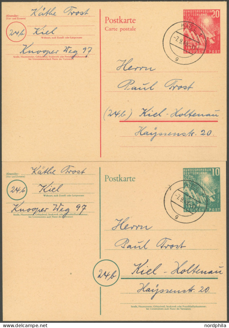 GANZSACHEN P So 1/2 BRIEF, 1949, Bundestag, Je Mit Ersttagsstempel, Pracht - Sonstige & Ohne Zuordnung