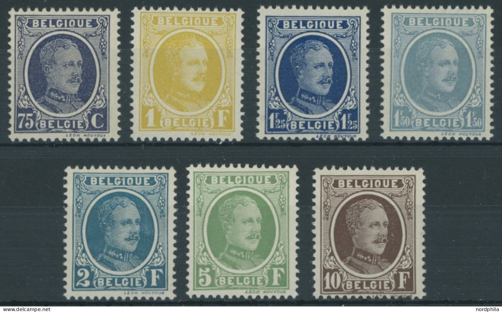 BELGIEN 211-17 , 1926, 75 C. - 10 Fr. König Albert I, Postfrisch, 7 Prachtwerte, Mi. 350.- - Sonstige & Ohne Zuordnung