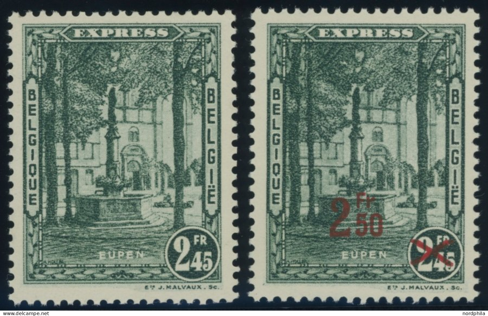 BELGIEN 304,325 , 1931/2, 2.45 Fr. Und 2.50 Fr. Auf 2.45 Fr. Eilmarke, Postfrisch, 2 Prachtwerte, Mi. 120.- - Otros & Sin Clasificación