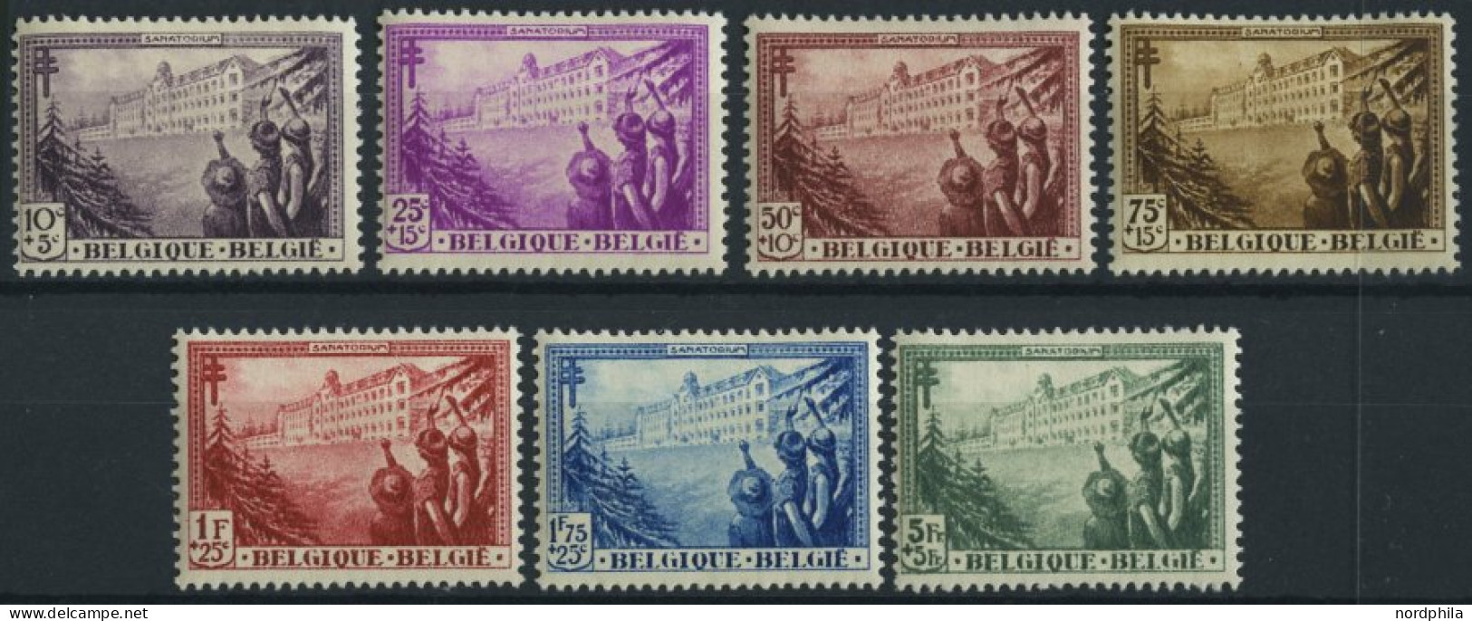 BELGIEN 347-53 , 1932, TBC, Falzrest, Prachtsatz - Unused Stamps