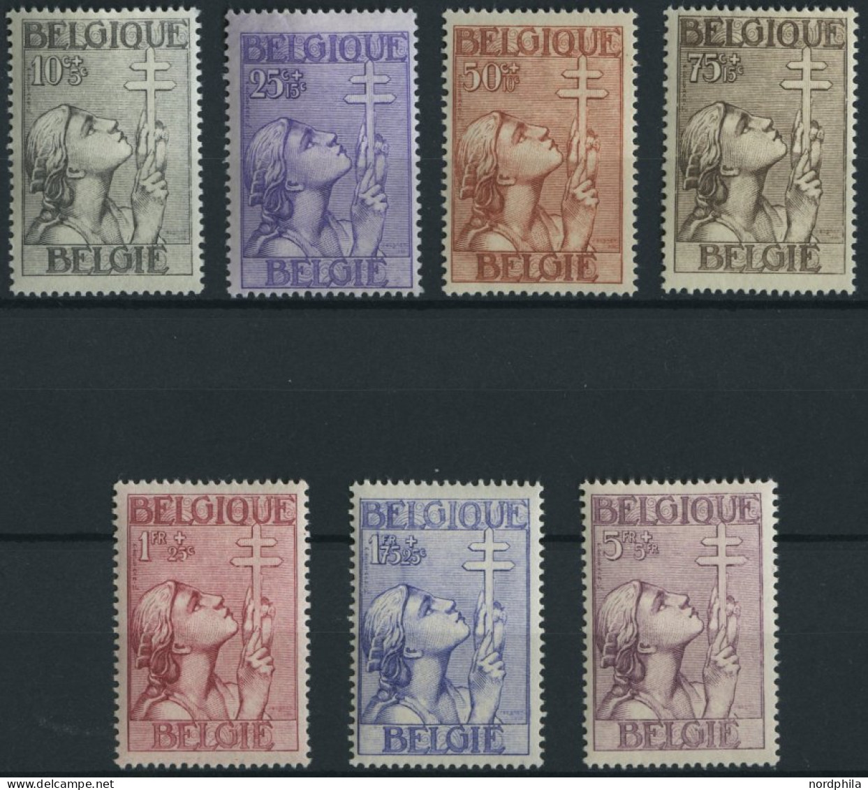 BELGIEN 366-72 , 1933, TBC, Falzrest, Prachtsatz - Neufs
