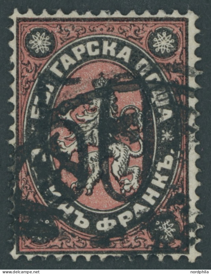 BULGARIEN 24 O, 1885, 50 Auf 1 Fr. Schwarz/rot, Pracht, Gepr. Drahn, Mi. 450.- - Autres & Non Classés