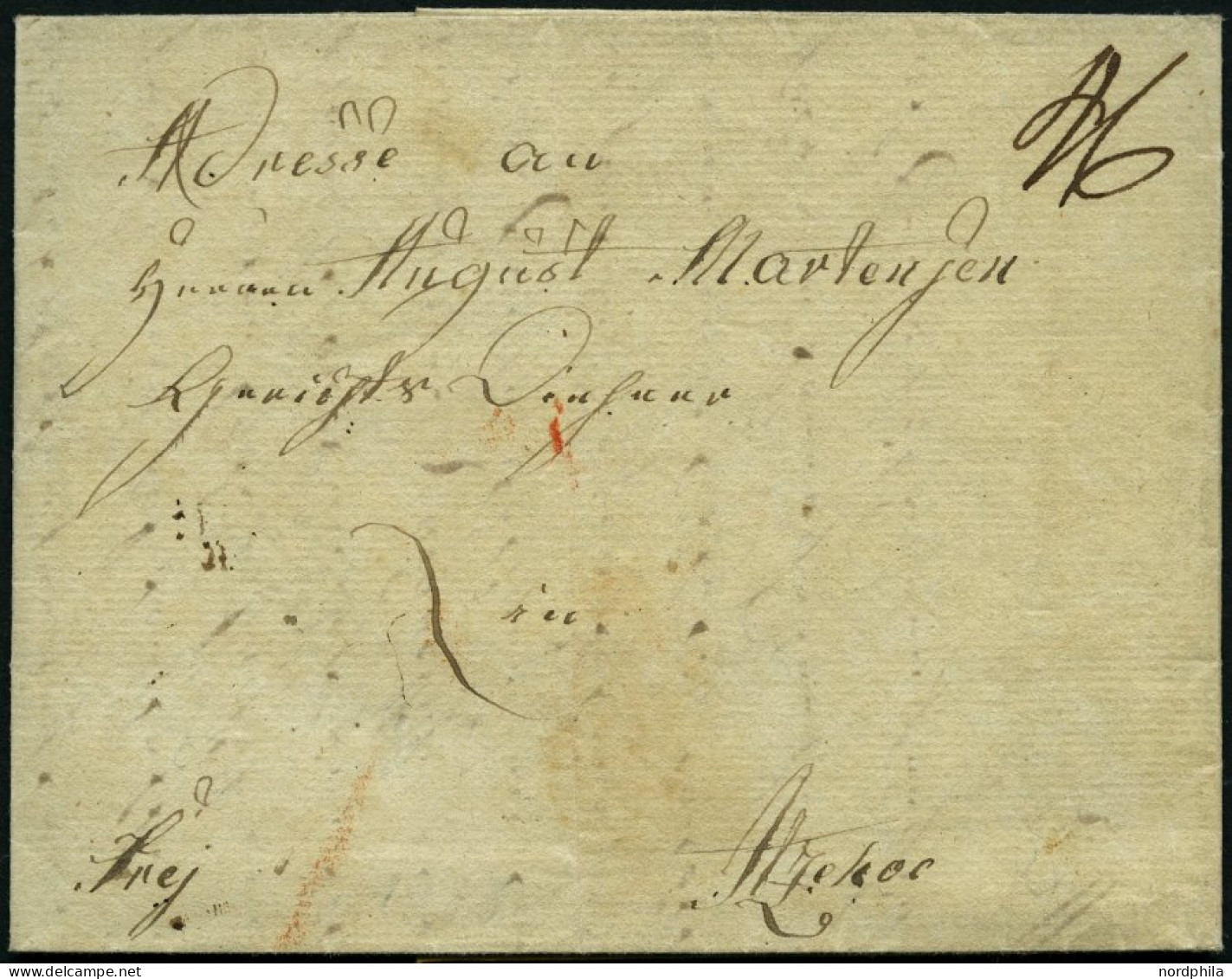 DÄNEMARK 1833, Brief Mit Inhalt Von Kopenhagen Nach Itzehoe, Handschriftlich Frey Und Rückseitiges Lacksiegel, Pracht - Gebruikt