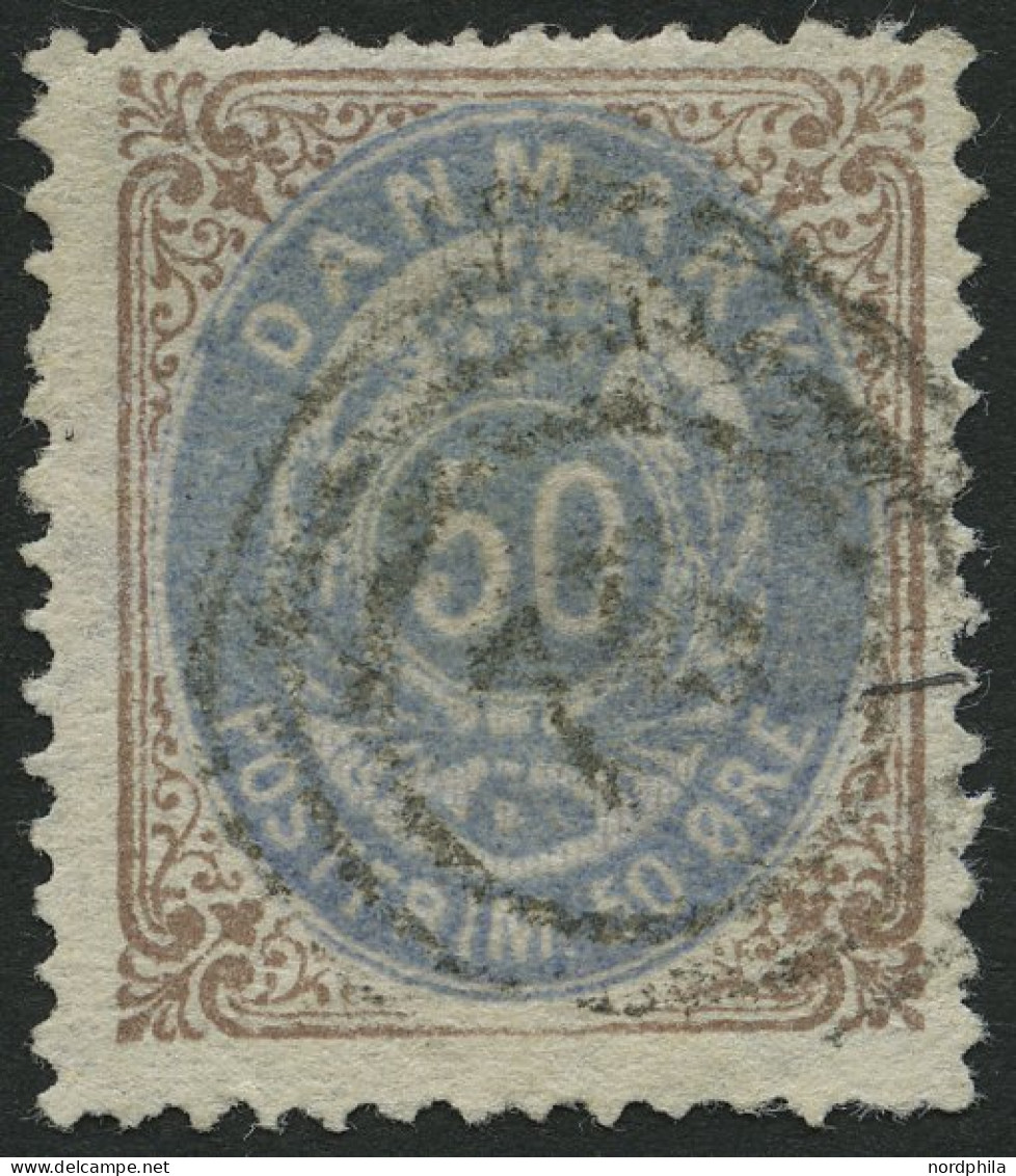 DÄNEMARK 30IYAa O, 1875, 50 Ø Braun/blauviolett, Feinst, Mi. 250.- - Gebraucht