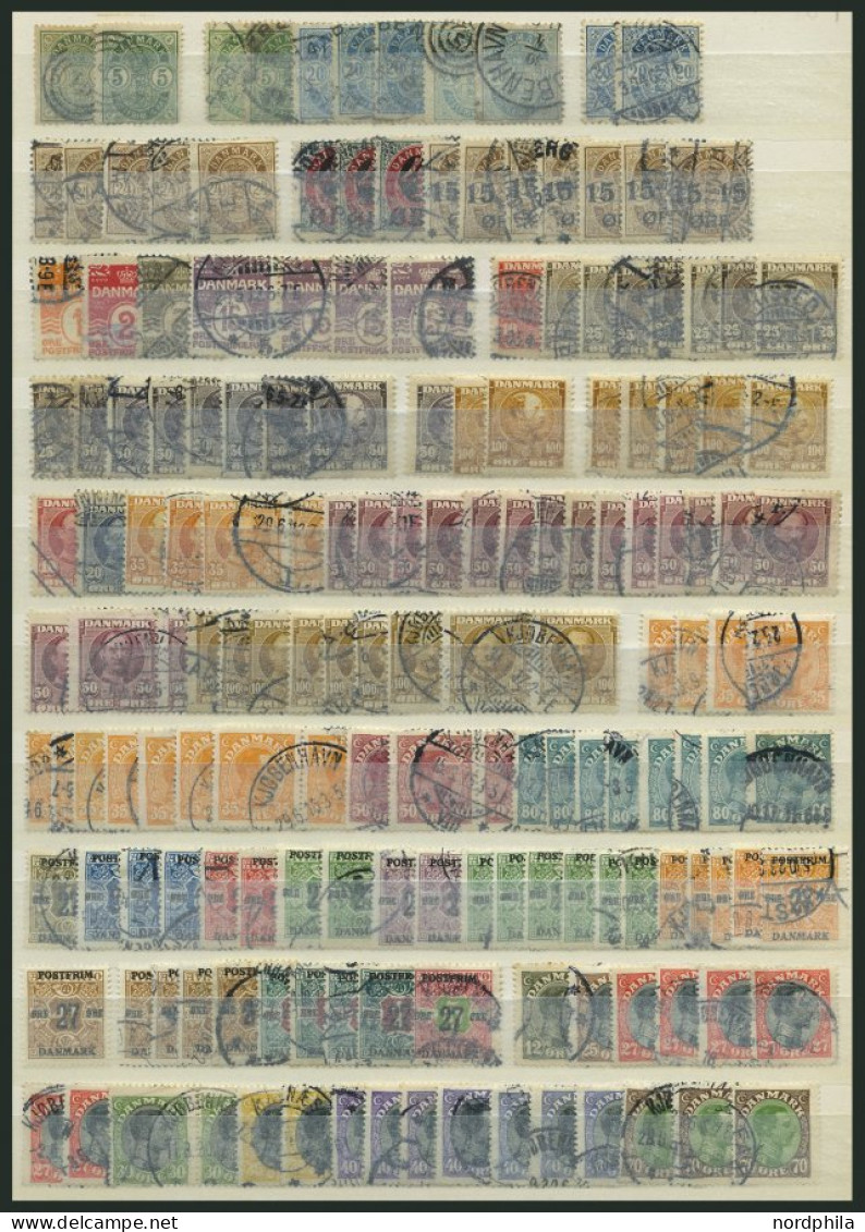 SAMMLUNGEN, LOTS O,, , 1882-1977, Dublettenpartie Dänemark Mit Meist Gestempelten Mittleren Werten, Incl. Dienst-, Porto - Otros & Sin Clasificación