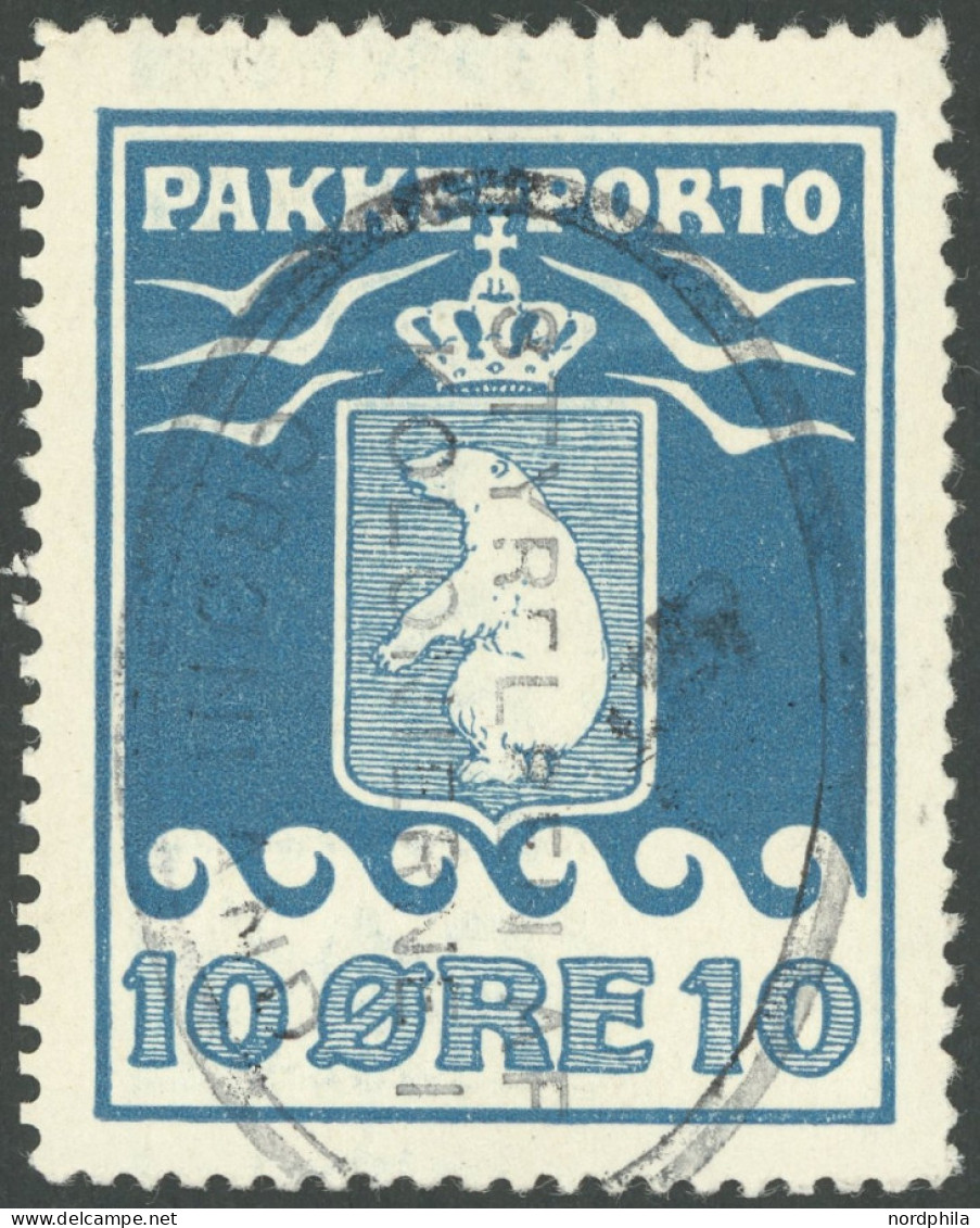 GRÖNLAND - PAKKE-PORTO 3 O, 1910, 10 Ø Blau, Rechts Mit Amtlicher Nachzähnung (Facit P 3IIC2), Pracht, Fotoattest Dr. De - Colis Postaux