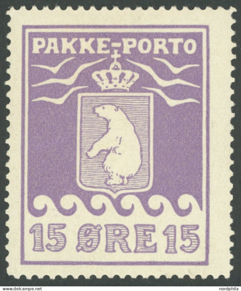 GRÖNLAND - PAKKE-PORTO 8A , 1915, 15 Ø Violett, (Facit P 8I), Falzrest, Pracht - Parcel Post