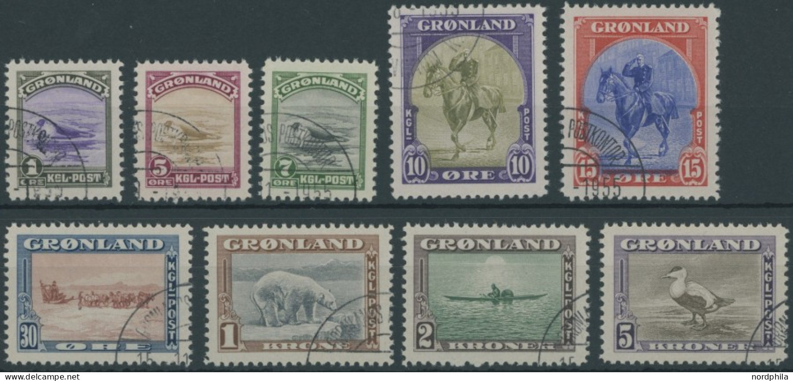 GRÖNLAND - DÄNISCHE POST 8-16 O, 1945, New Yorker Ausgabe, Prachtsatz, Mi. 220.- - Andere & Zonder Classificatie