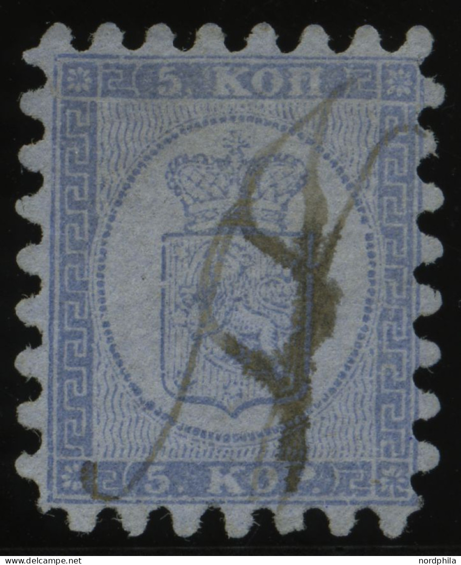 FINNLAND 3A ~ , 1860, 3 A. Hellblau, Lovisa-Federzugentwertung N (Norring), Alle Zungen, Pracht - Sonstige & Ohne Zuordnung