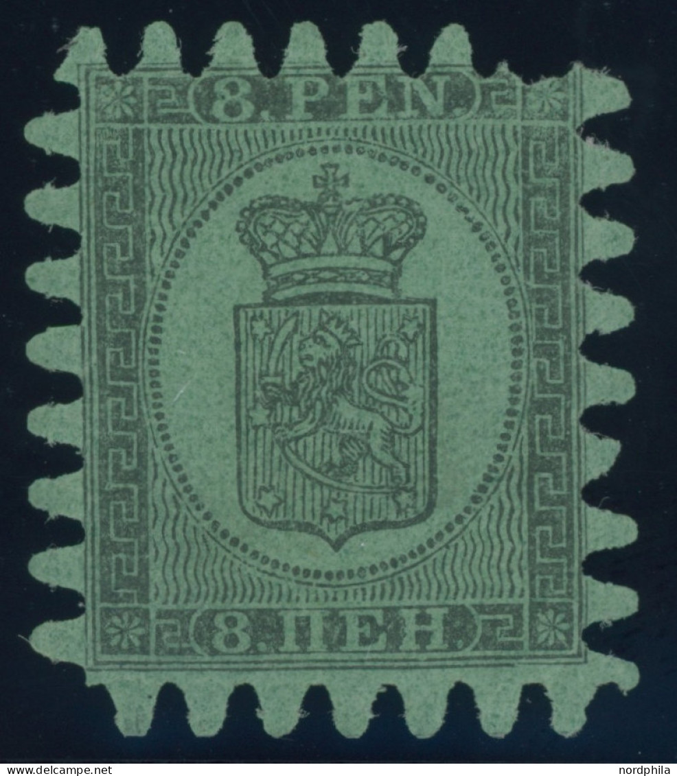 FINNLAND 6Cx , 1867, 8 P. Schwarz Auf Grün, Falzreste, Fehlende Zunge Sonst Pracht - Other & Unclassified