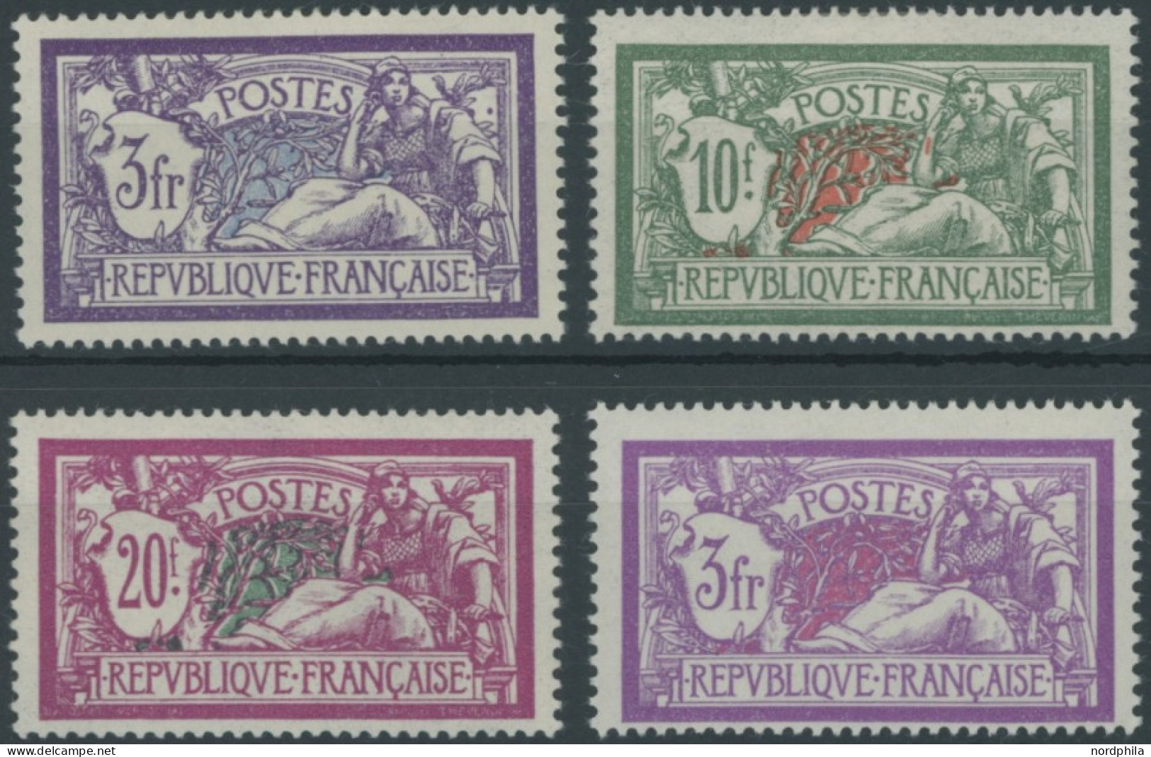 FRANKREICH 181-83,222 , 1925/7, Allegorie, Erstfalzrest, 3 Prachtwerte - Andere & Zonder Classificatie