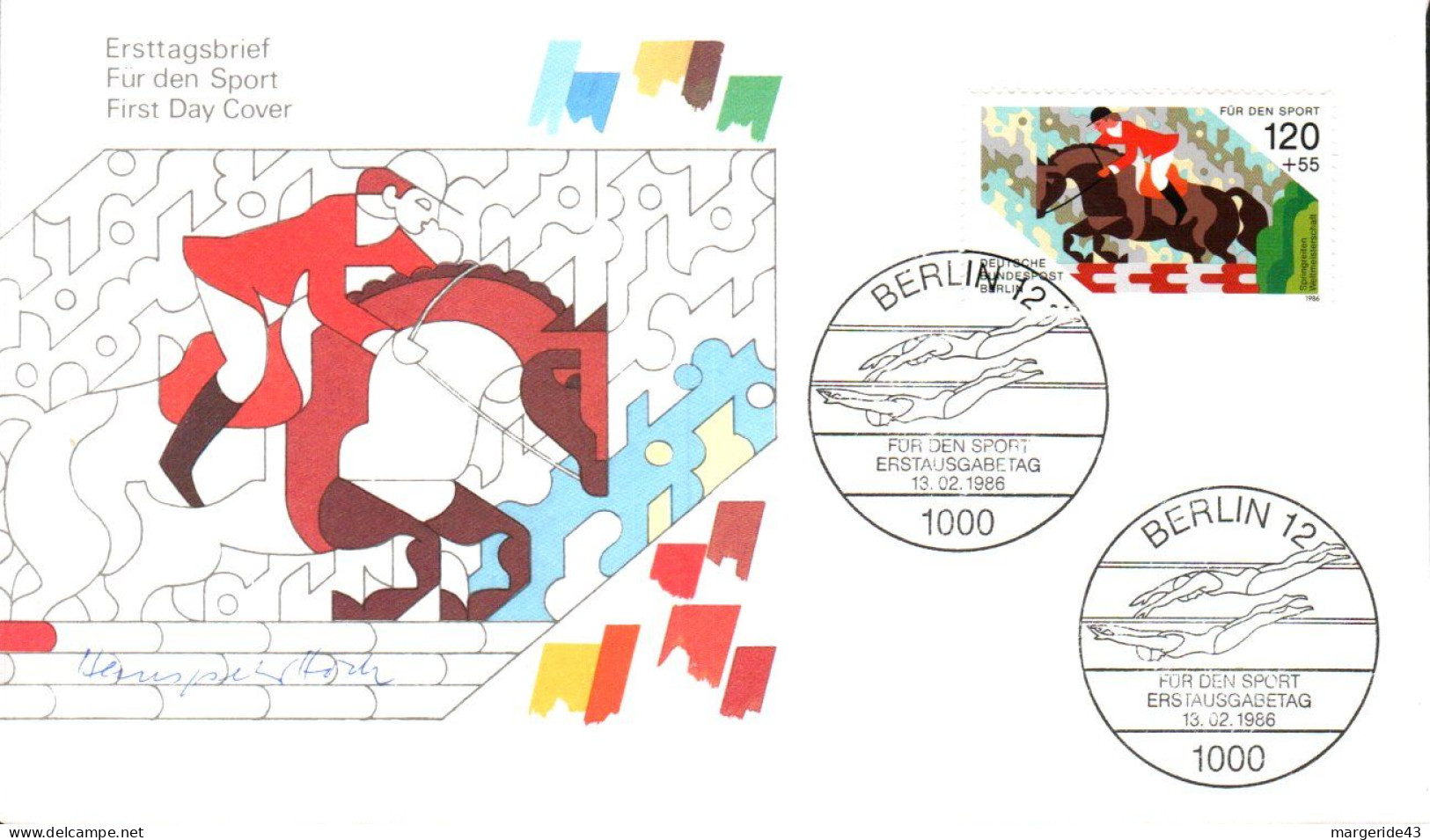 BERLIN FDC 1986 EQUITATION - 1981-1990