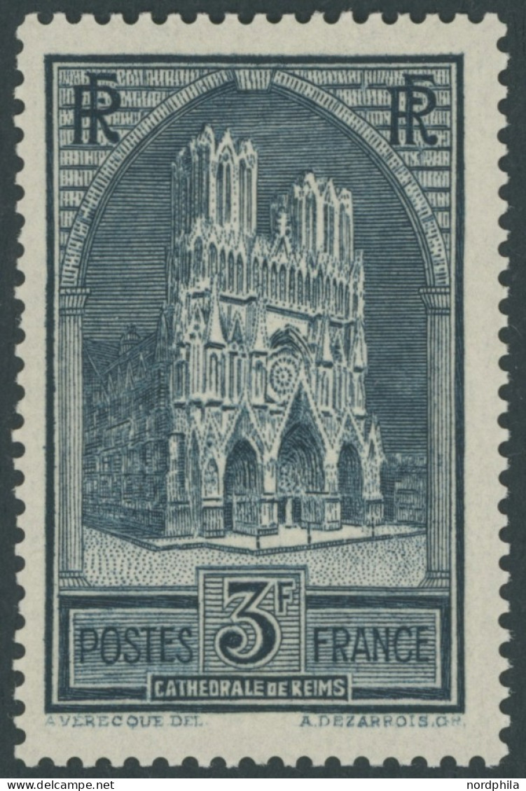 FRANKREICH 256I , 1931, 3 Fr. Kathedrale Von Reims, Type I, Postfrisch, Pracht, Mi. 120.- - Other & Unclassified