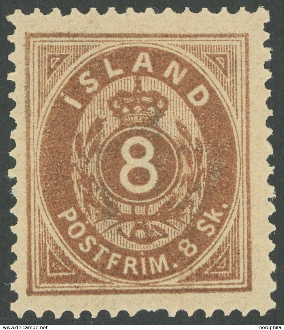 ISLAND 4A , 1873, 8 Sk. Braun, Gezähnt 14:131/2, Unten Ein Kurzer Zahn Sonst Postfrisch Pracht - Andere & Zonder Classificatie