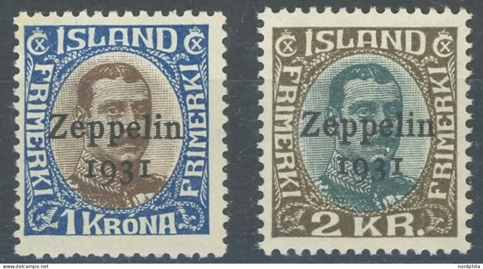 ISLAND 148/9 , 1931, 1 Und 2 Kr. Zeppelin, Postfrisch, Pracht - Otros & Sin Clasificación