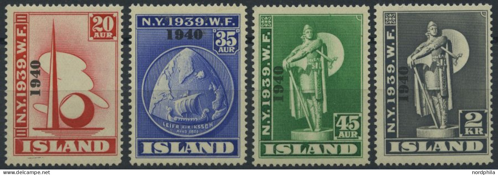 ISLAND 218-21 , 1940, Weltausstellung 1940, Prachtsatz, Mi. 220.- - Otros & Sin Clasificación