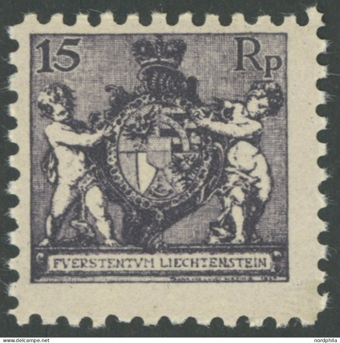 LIECHTENSTEIN 52A , 1921, 15 Rp. Schwarzgrauviolett, Gezähnt L 91/2, Postfrisch, Pracht, Mi. 60.- - Sonstige & Ohne Zuordnung