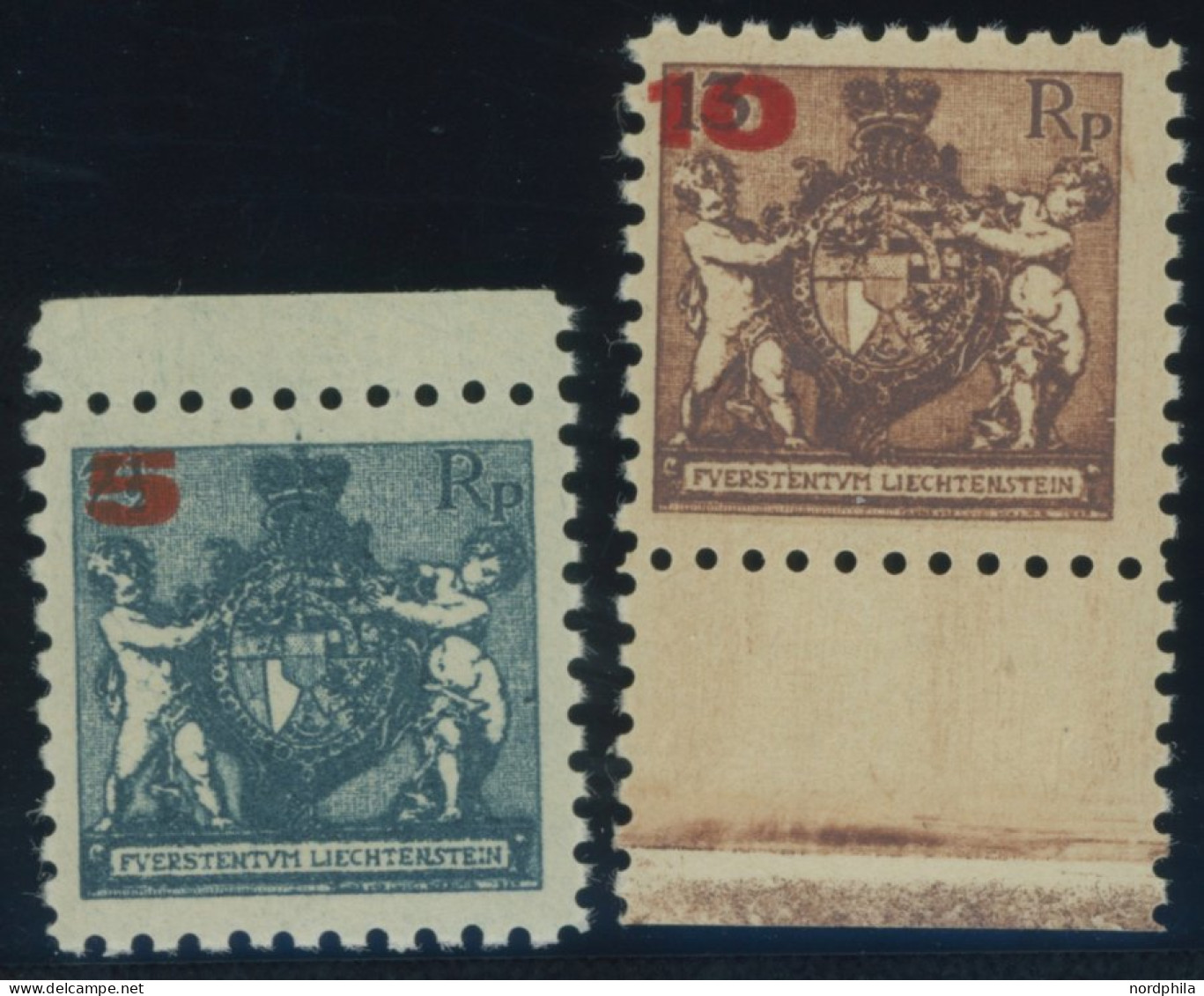 LIECHTENSTEIN 61/2A , 1924, 5 Auf 71/2 Rp. Und 10 Auf 13 Rp., Gezähnt L 9, Postfrisch, Pracht, Mi. 60.- - Other & Unclassified