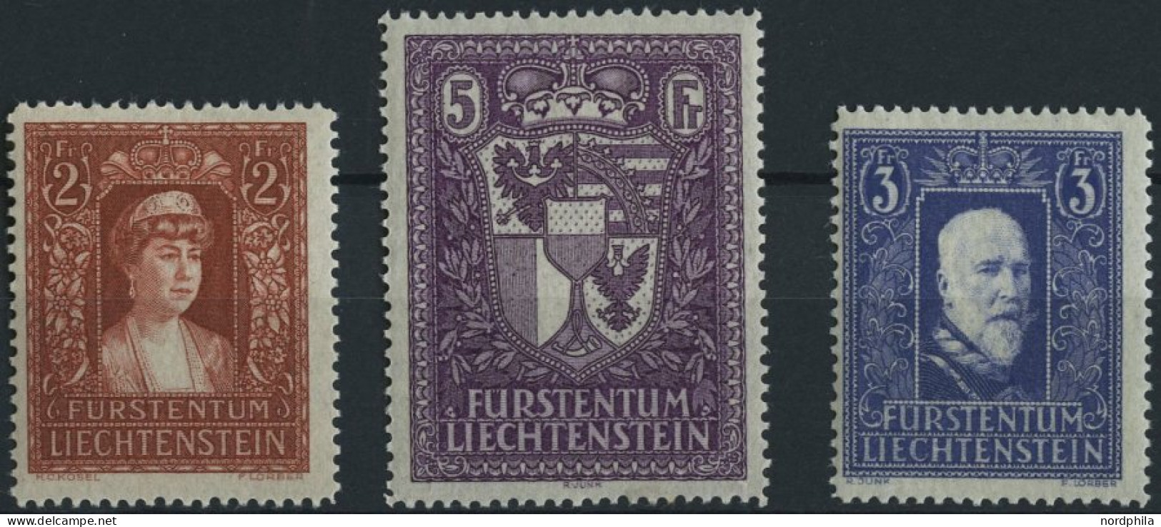LIECHTENSTEIN 140-42 , 1933, Fürstenpaar Und Landeswappen, Falzreste, Prachtsatz - Autres & Non Classés
