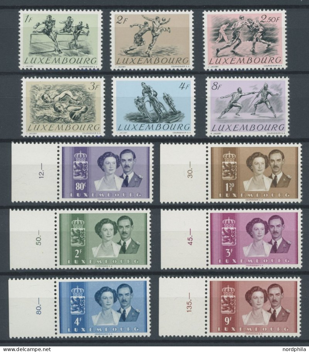 LUXEMBURG 495-500,505-10 , 1952, Olympische Sommerspiele Und Hochzeit Des Erbprinzen, 2 Postfrische Prachtsätze, Mi. 74. - Other & Unclassified