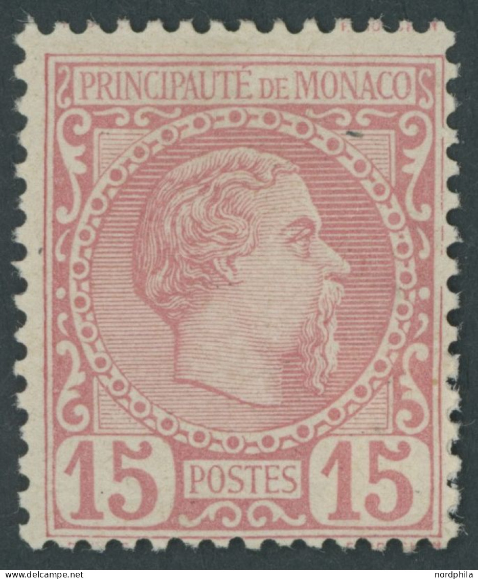 MONACO 5 , 1885, 15 C. Mattrosa, Falzreste, Pracht, Mi. 360.- - Sonstige & Ohne Zuordnung