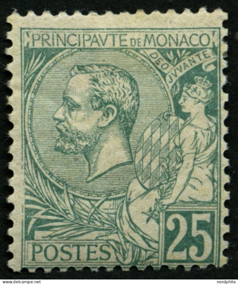 MONACO 16 , 1891, 25 C. Grün, Falzreste, Normale Zähnung, Pracht, Mi. 300.- - Other & Unclassified