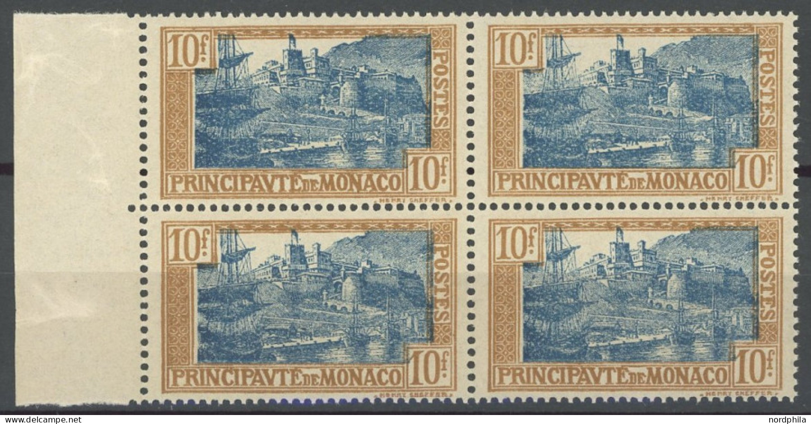 MONACO 98-103 VB , 1925-27, 1.05 Fr. - 10 Fr. Ansichten Je Im Randviererblock, Postfrisch, Pracht - Other & Unclassified