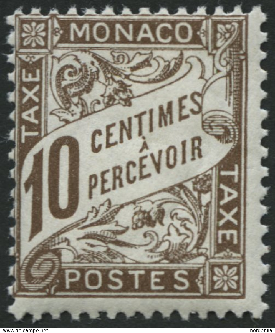 PORTOMARKEN P 7 , 1909, 10 C. Dunkelbraun, Falzreste, Pracht, Mi. 320.- - Postage Due