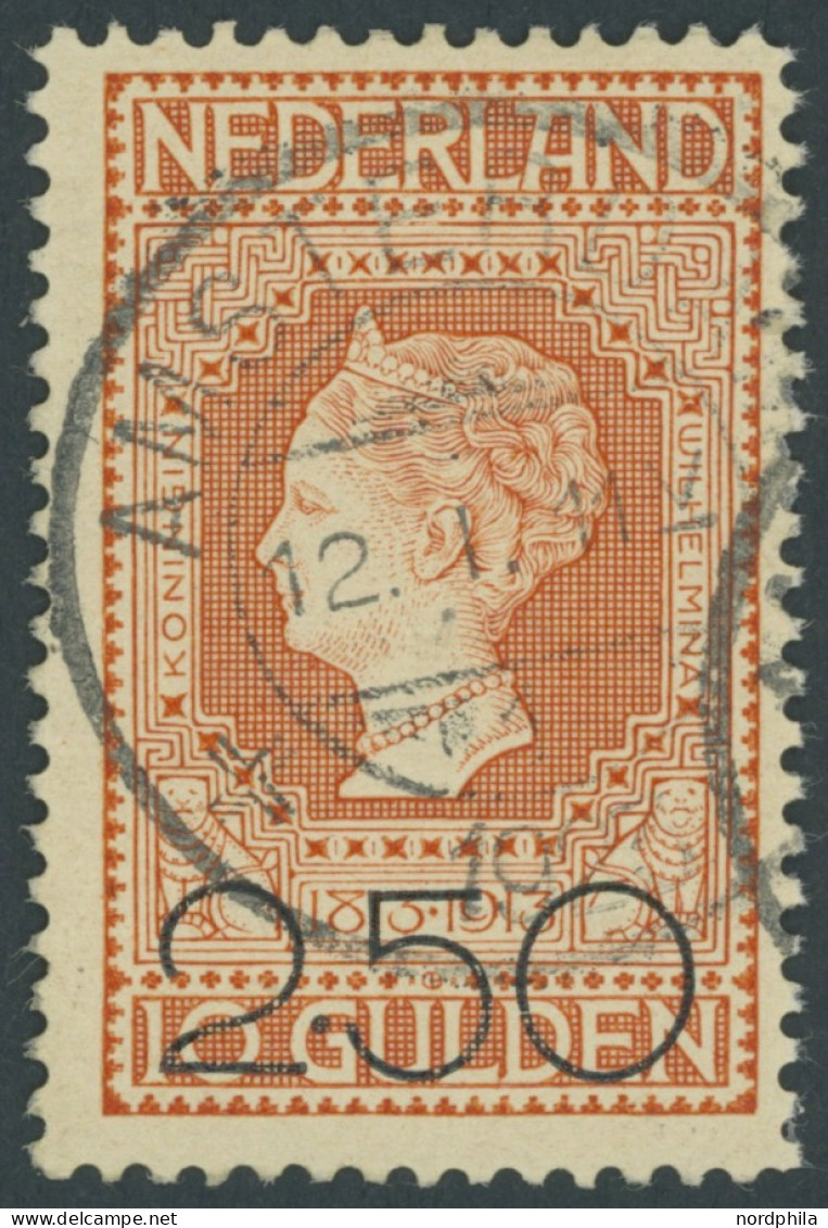 NIEDERLANDE 99 O, 1920, 2.50 G. Auf 10 G. Dunkelorange, Pracht, Mi. 100.- - Other & Unclassified