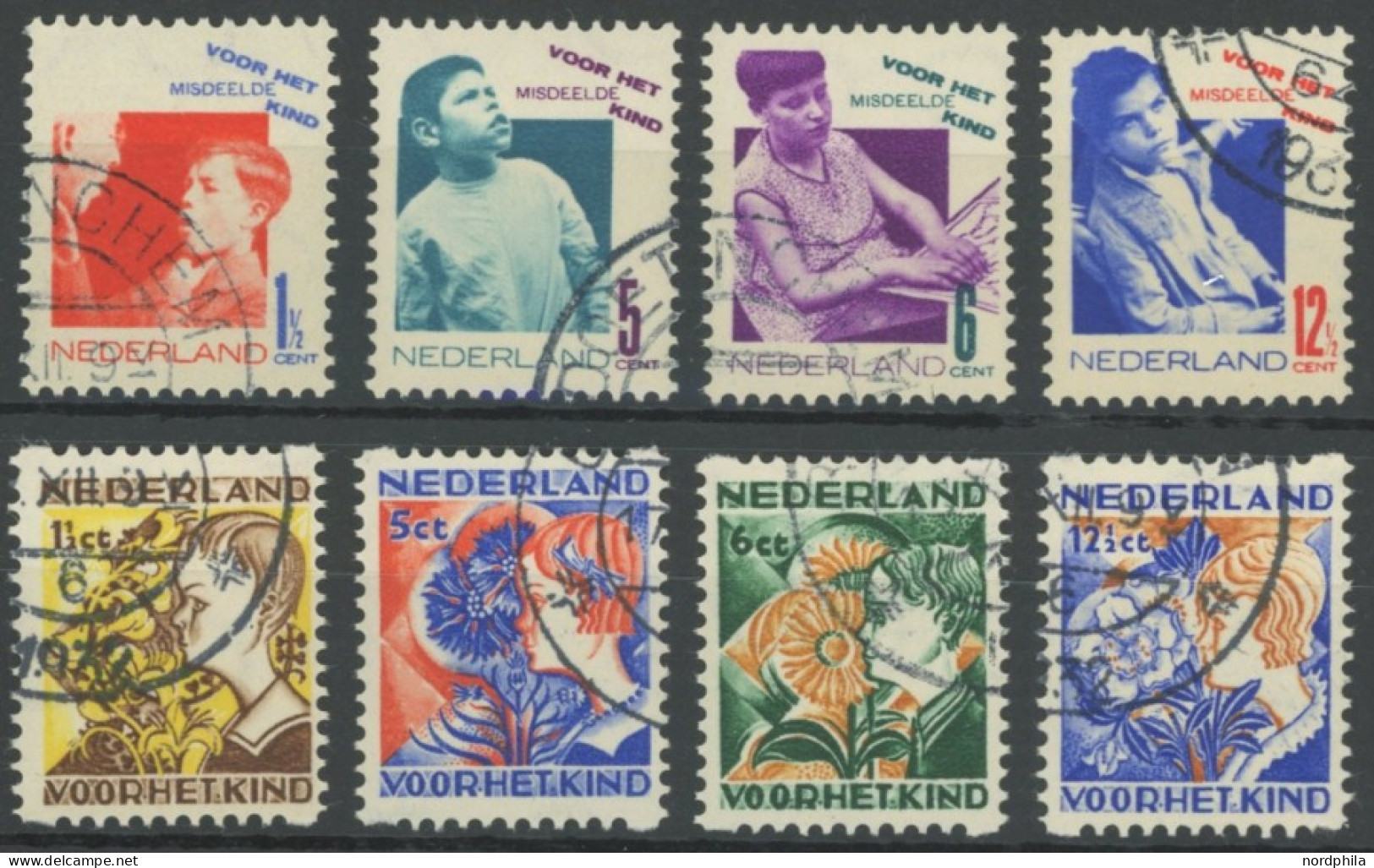 NIEDERLANDE 245-48A,253-56D O, 1931/2, Voor Het Kind, 2 Prachtsätze, Mi. 70.- - Sonstige & Ohne Zuordnung