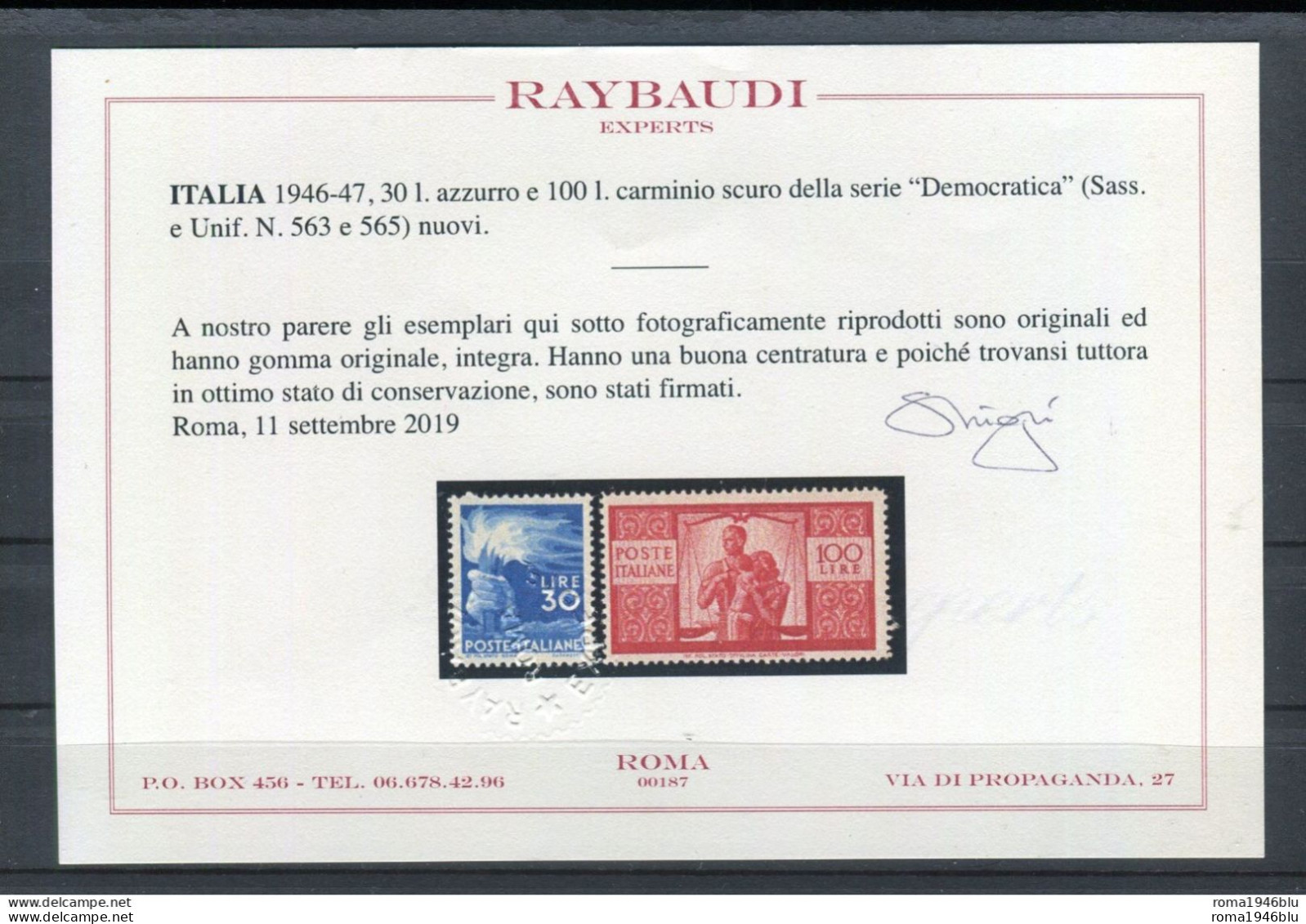 REPUBBLICA 1946 DEMOCRATICA SERIE CPL. 23 V.  BEN CENTRATA** MNH LUSSO C.RAYBAUDI - 1946-60: Mint/hinged