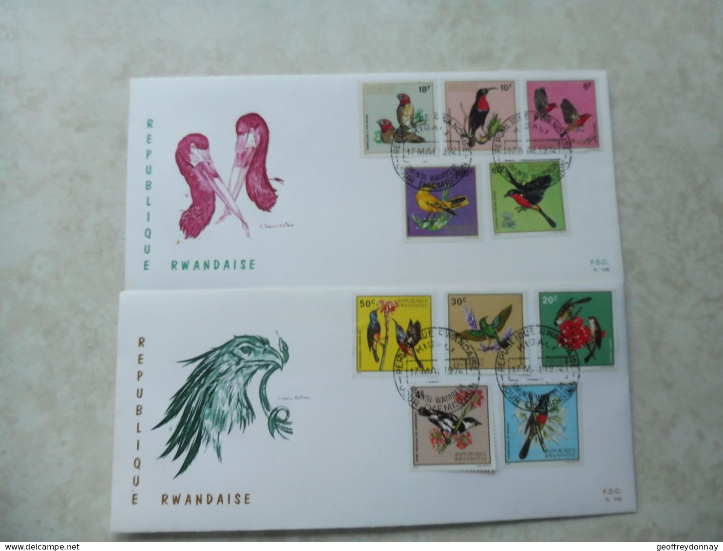 Fdc Rwanda 1972  Congo / Fdc 464/473 Perfect Oiseaux Vogels Birds - Storia Postale