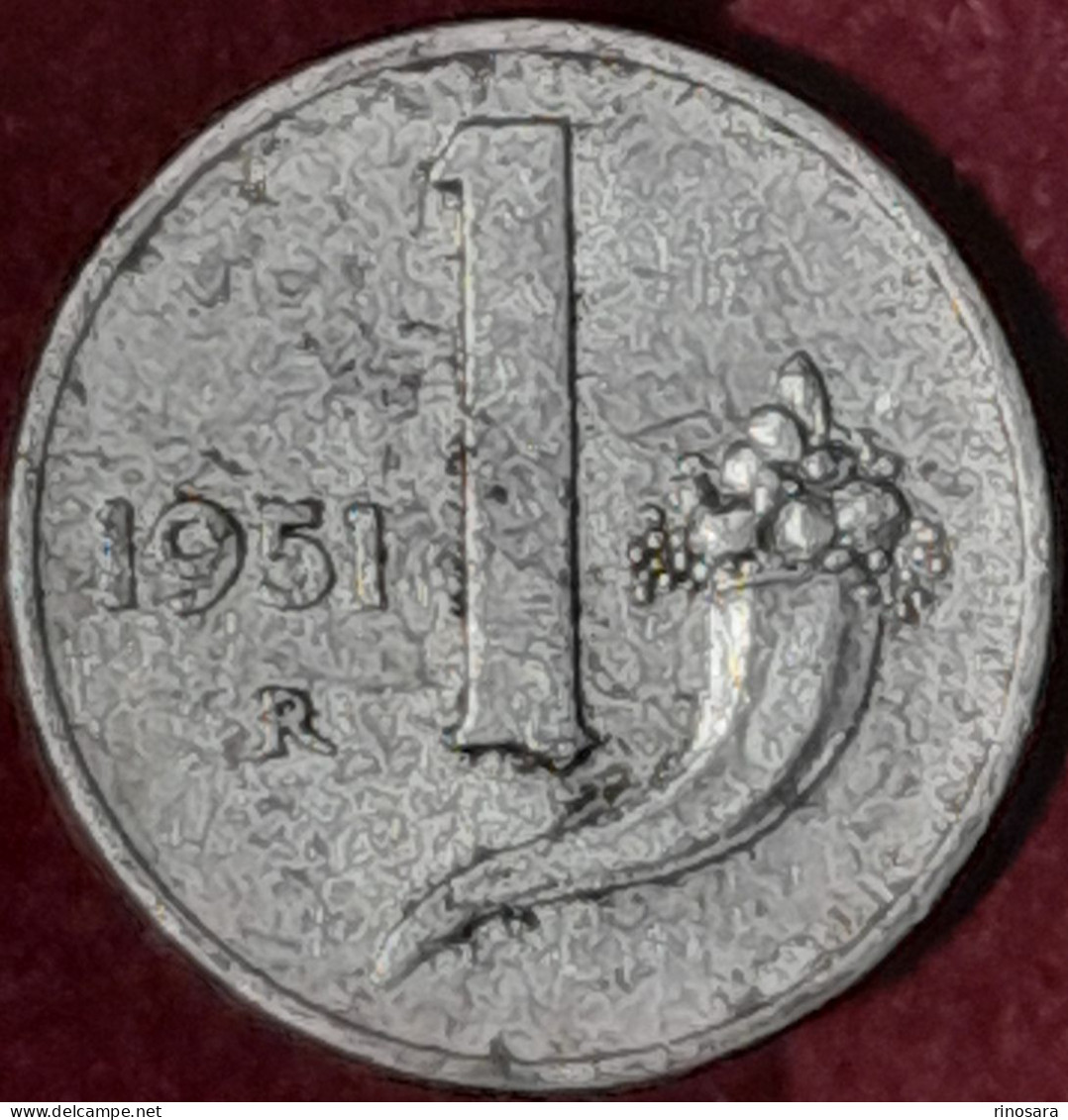 Errore Di Conio 1 Lira 1951 Repubblica Italiana - 1 Lira