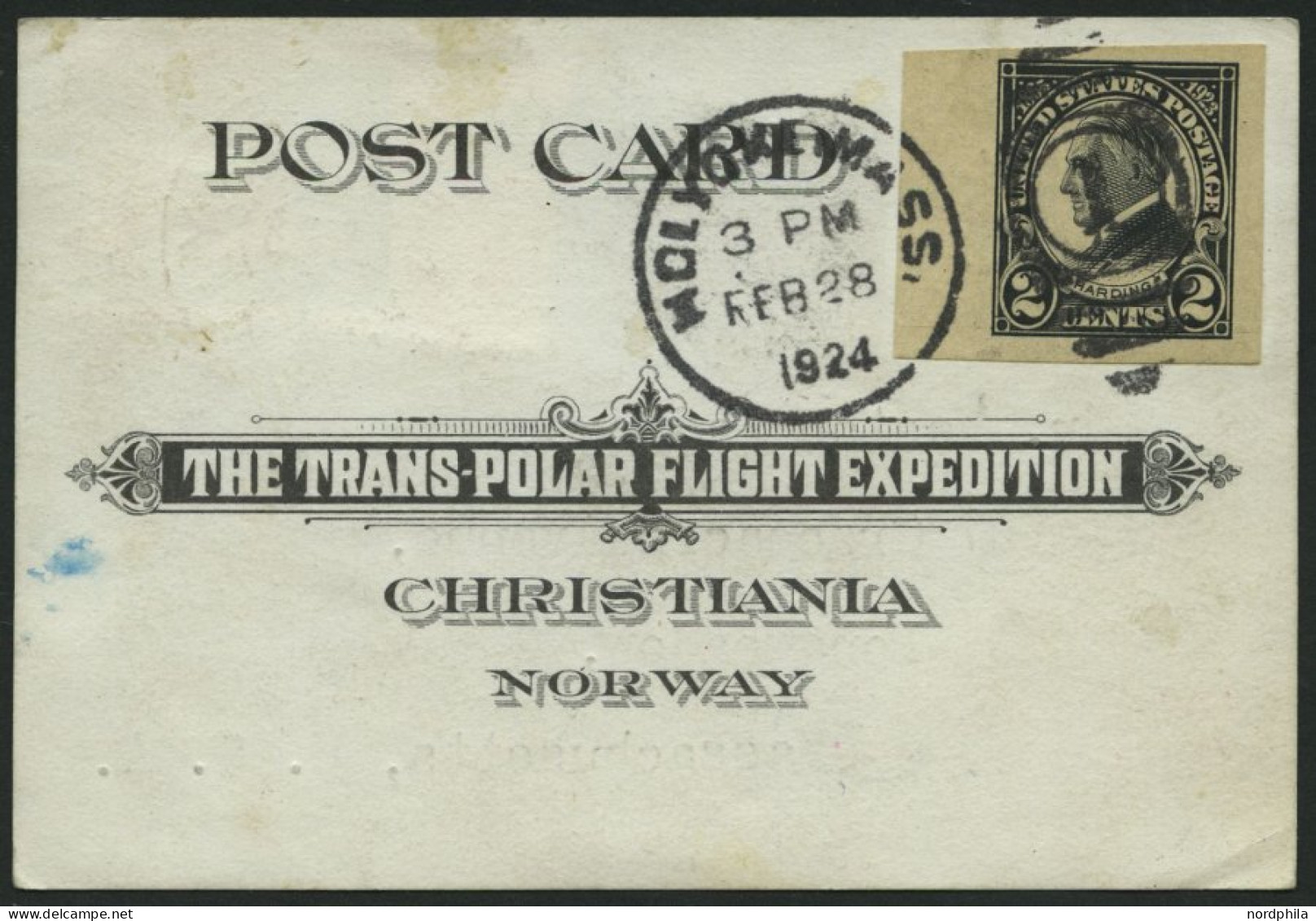NORWEGEN 78,115 BRIEF, 1924, Amundsens TRANS-POLAR-FLIGHT EXPEDITION-Souvenierkarte Von KINGS BAY In Die USA, Rückseitg  - Other & Unclassified