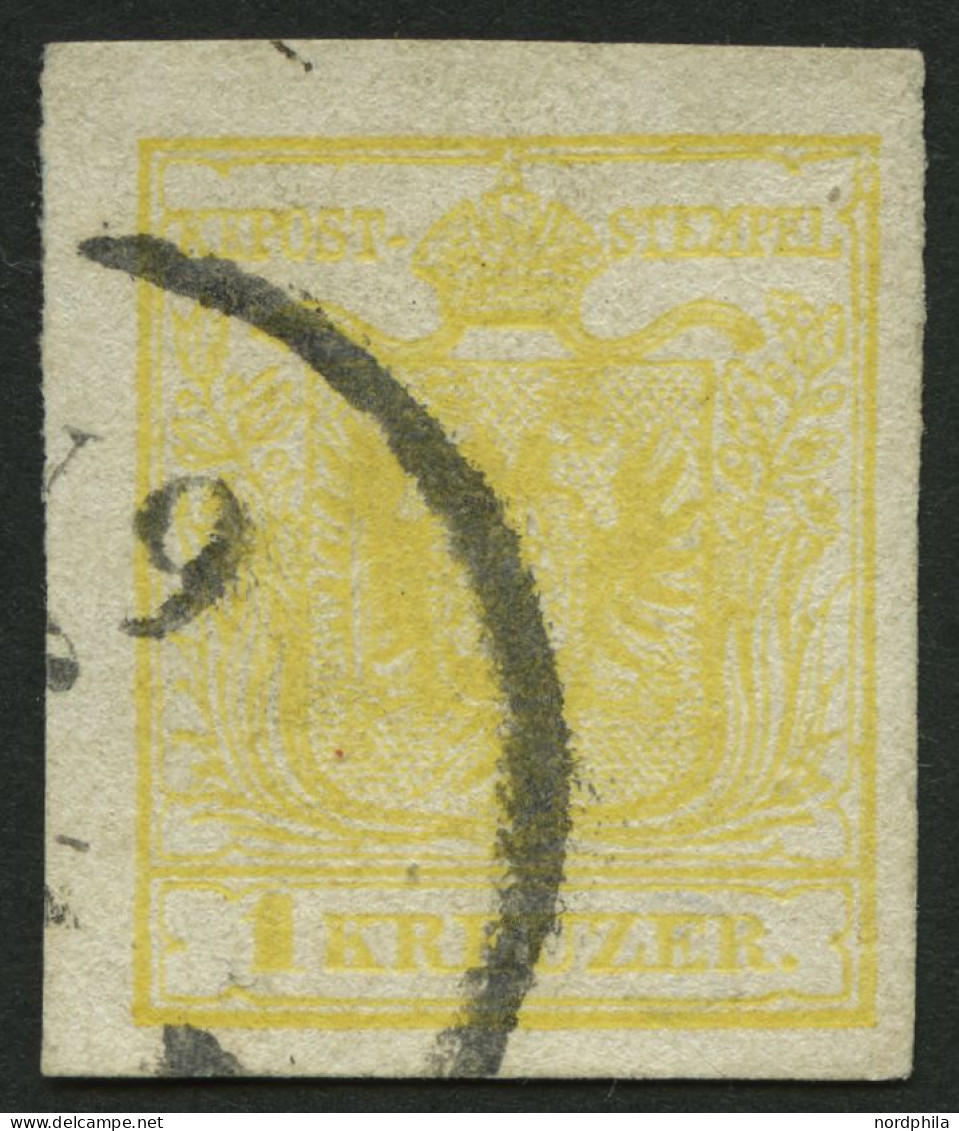 ÖSTERREICH 1Ya O, 1854, 1 Kr. Gelb, Maschinenpapier, Type III, Maschiges Papier, Pracht, Befund Dr. Ferchenbauer - Sonstige & Ohne Zuordnung