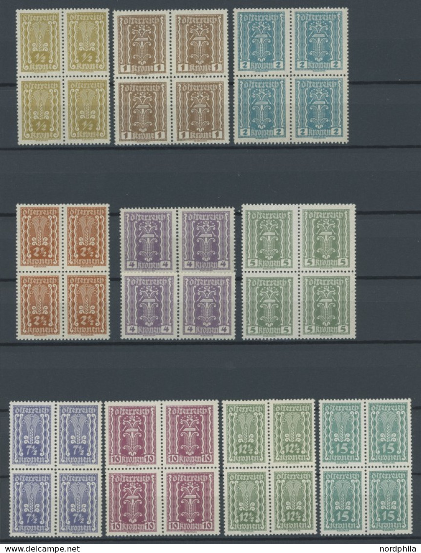 ÖSTERREICH 1918-1938 360-97 VB , 1922/4, Freimarken In Postfrischen Viererblocks (4 Kr. Nur 2 Paare), Bei 4000 Kr. Die U - Other & Unclassified