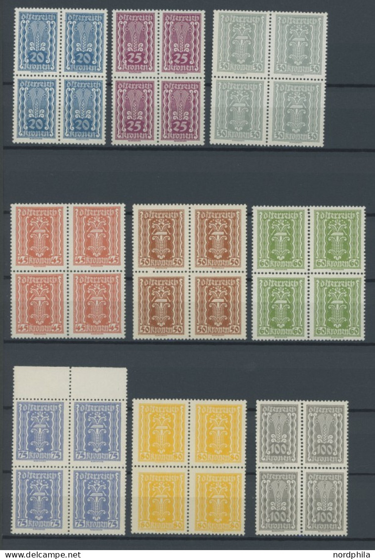 ÖSTERREICH 1918-1938 360-97 VB , 1922/4, Freimarken In Postfrischen Viererblocks (4 Kr. Nur 2 Paare), Bei 4000 Kr. Die U - Autres & Non Classés